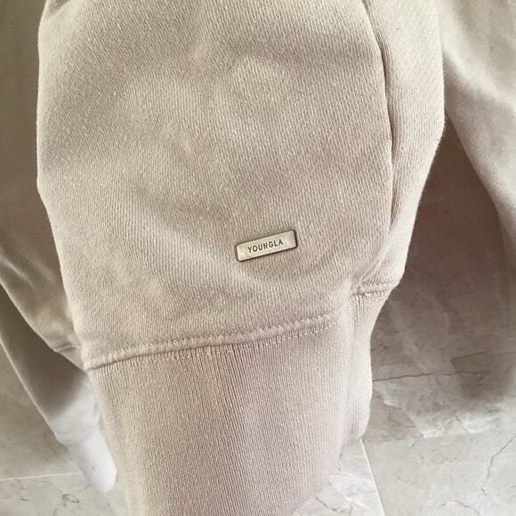 YoungLA 511 Mirror Hoodie Mens Medium Beige Heavyweight Cotton, Fall Streetwear - Picture 3 of 6